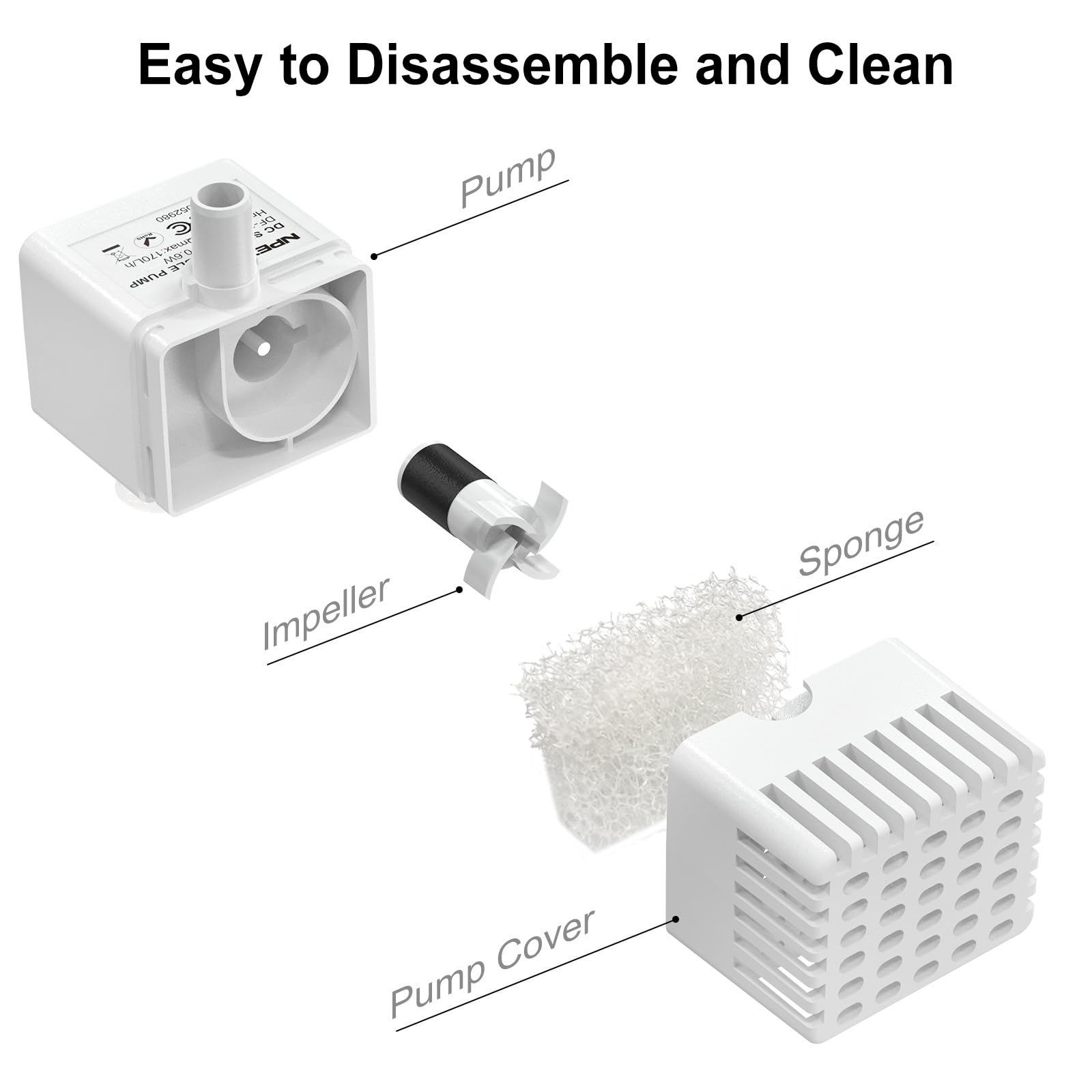 NPET WF050TP adjustable faucet height supports various pet drinking styles.