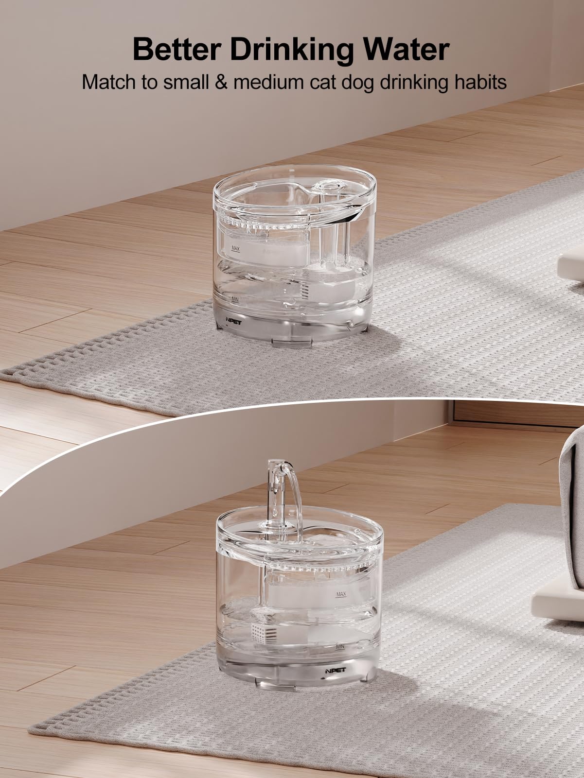 NPET WF050TP three-layer filter removes odors and debris for cleaner water.