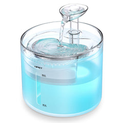 NPET WF100 cat fountain front view showing leaf-shaped flow for attractive hydration