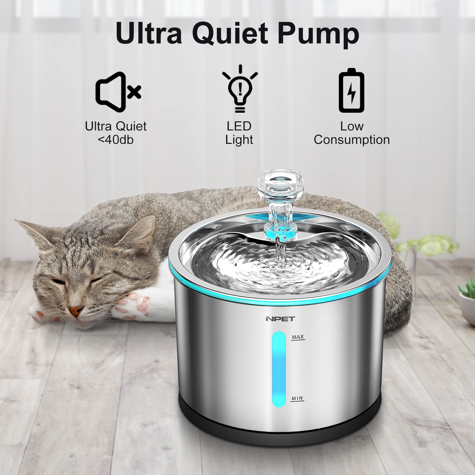 NPET WF210 304 stainless steel body resists rust and cleans easily