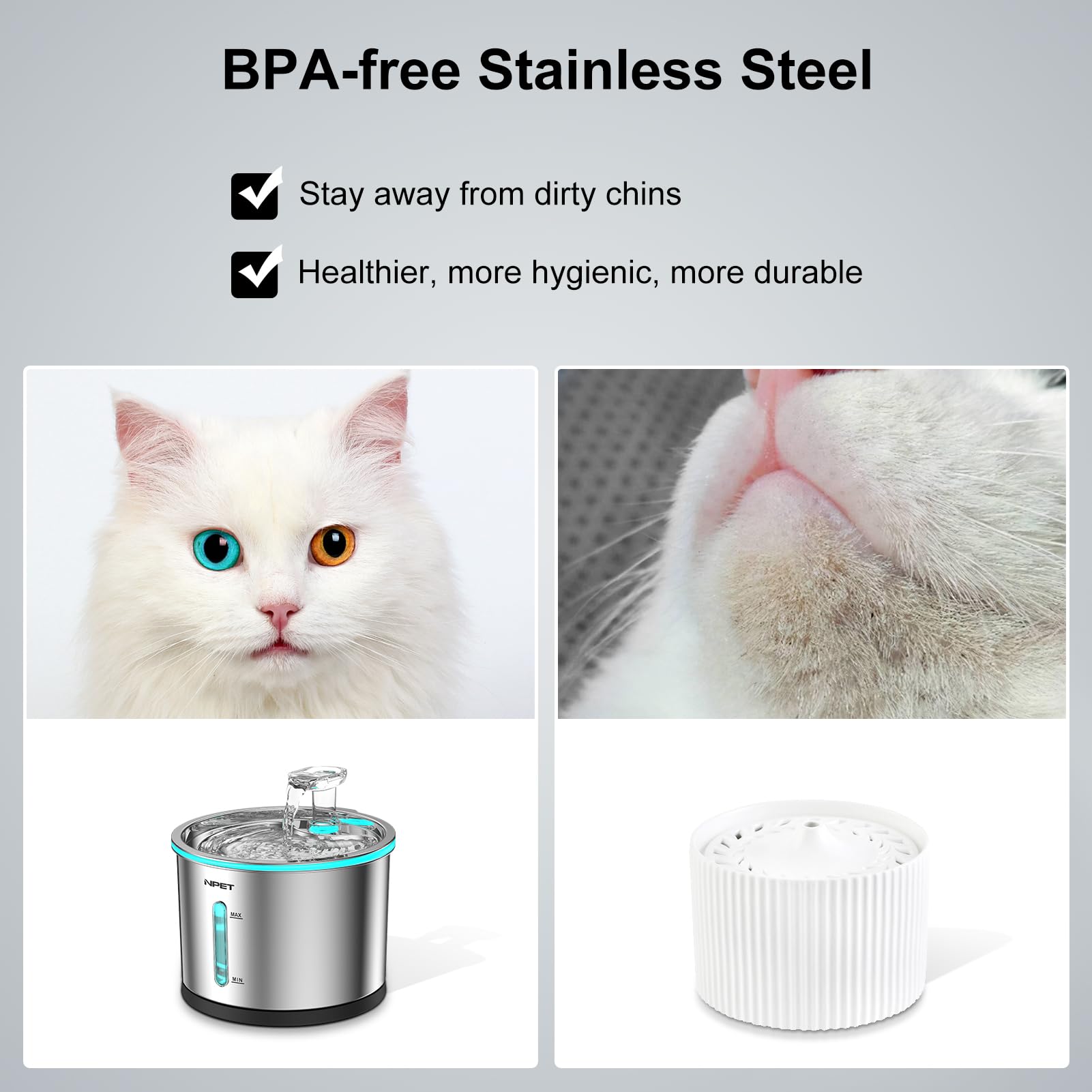 NPET WF210 visible window displays water level for timely refills