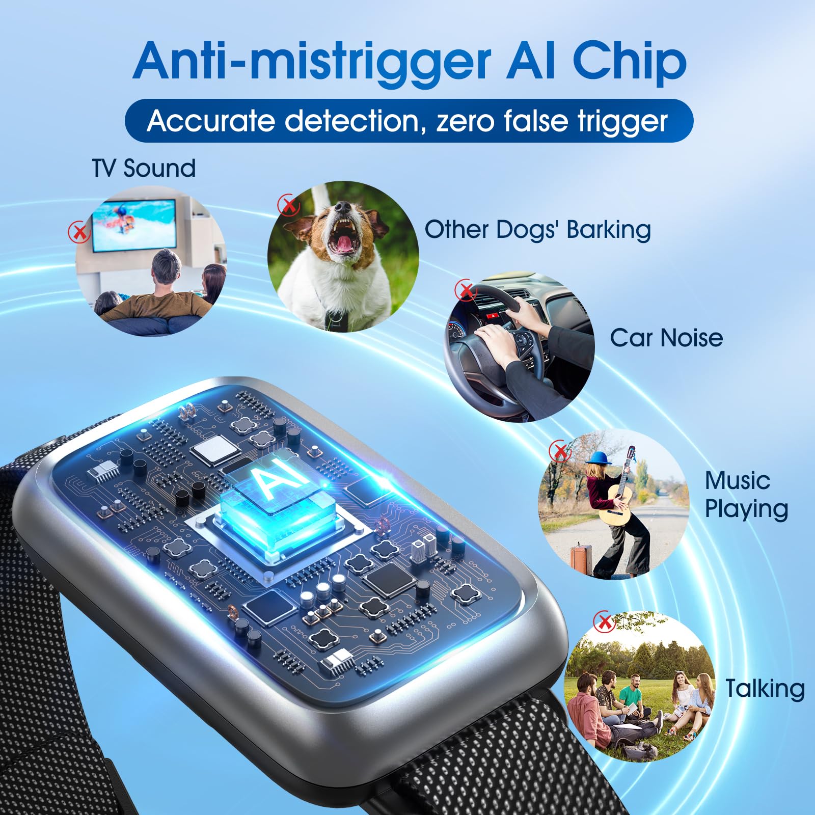 NQQHNN 1S Stop Bark Collar smart chip minimizes false alarms for precise corrections.
