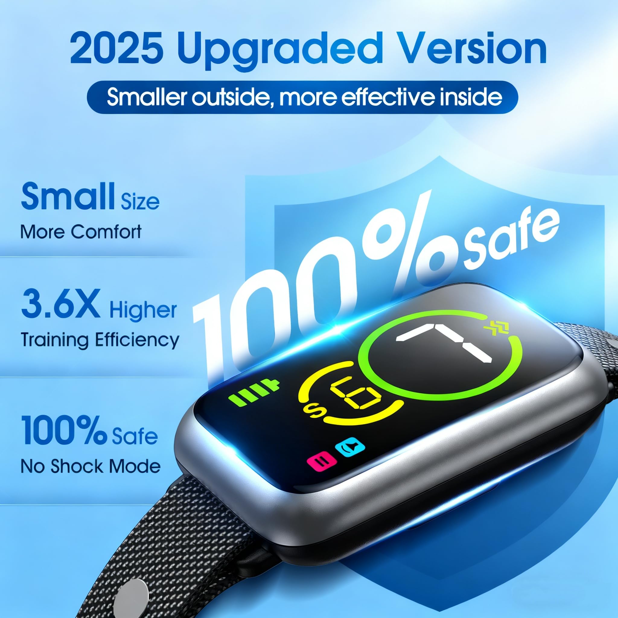 NQQHNN 1S Stop Bark Collar side dial displays 7 sensitivity levels for tailored control.
