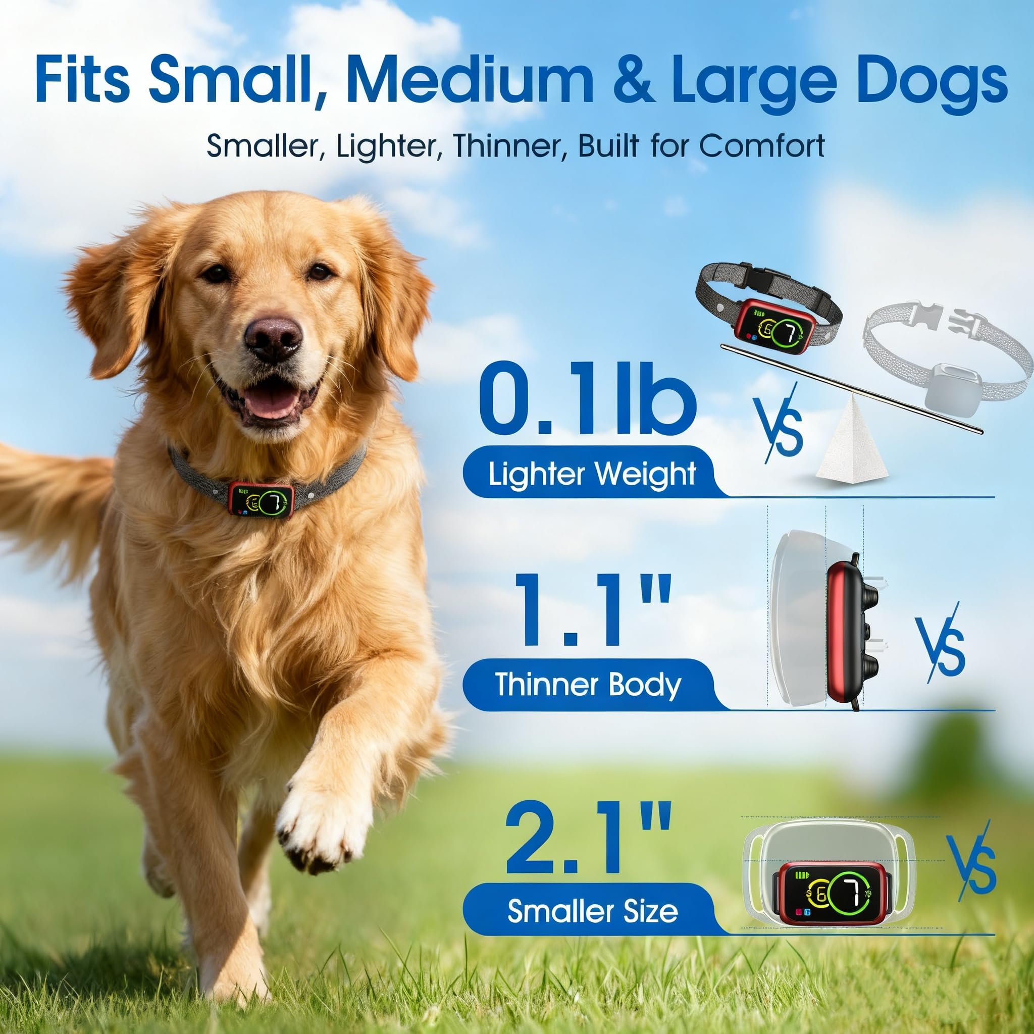 NQQHNN 1S Stop Bark Collar in rain demonstrates IP67 waterproof durability
