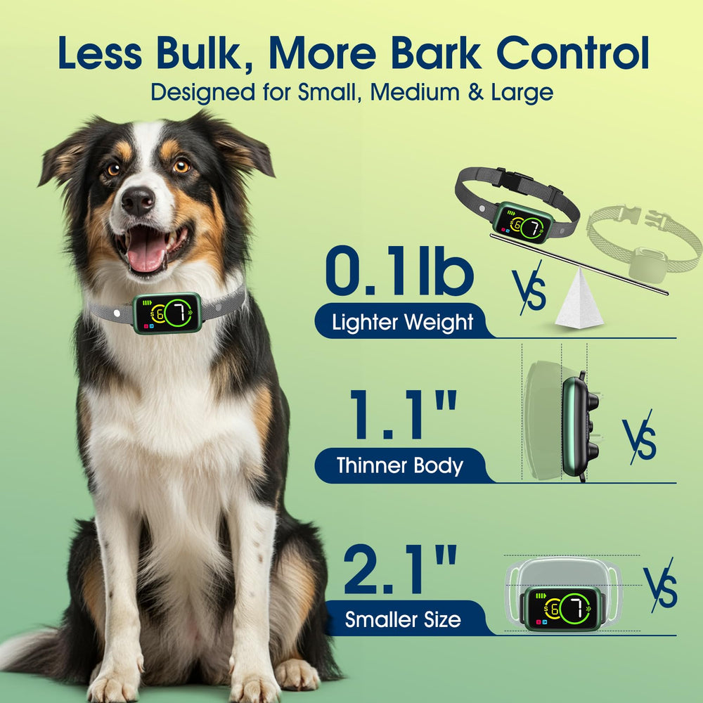 NQQHNN collar with seven sensitivity levels for different temperaments.