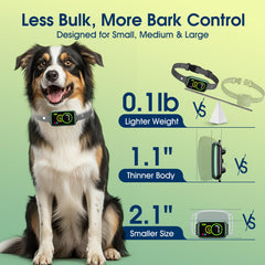 NQQHNN collar with seven sensitivity levels for different temperaments.