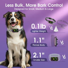 NQQHNN Smart Dog Bark Collar with 7 sensitivity levels adapts to each dog's temperament.
