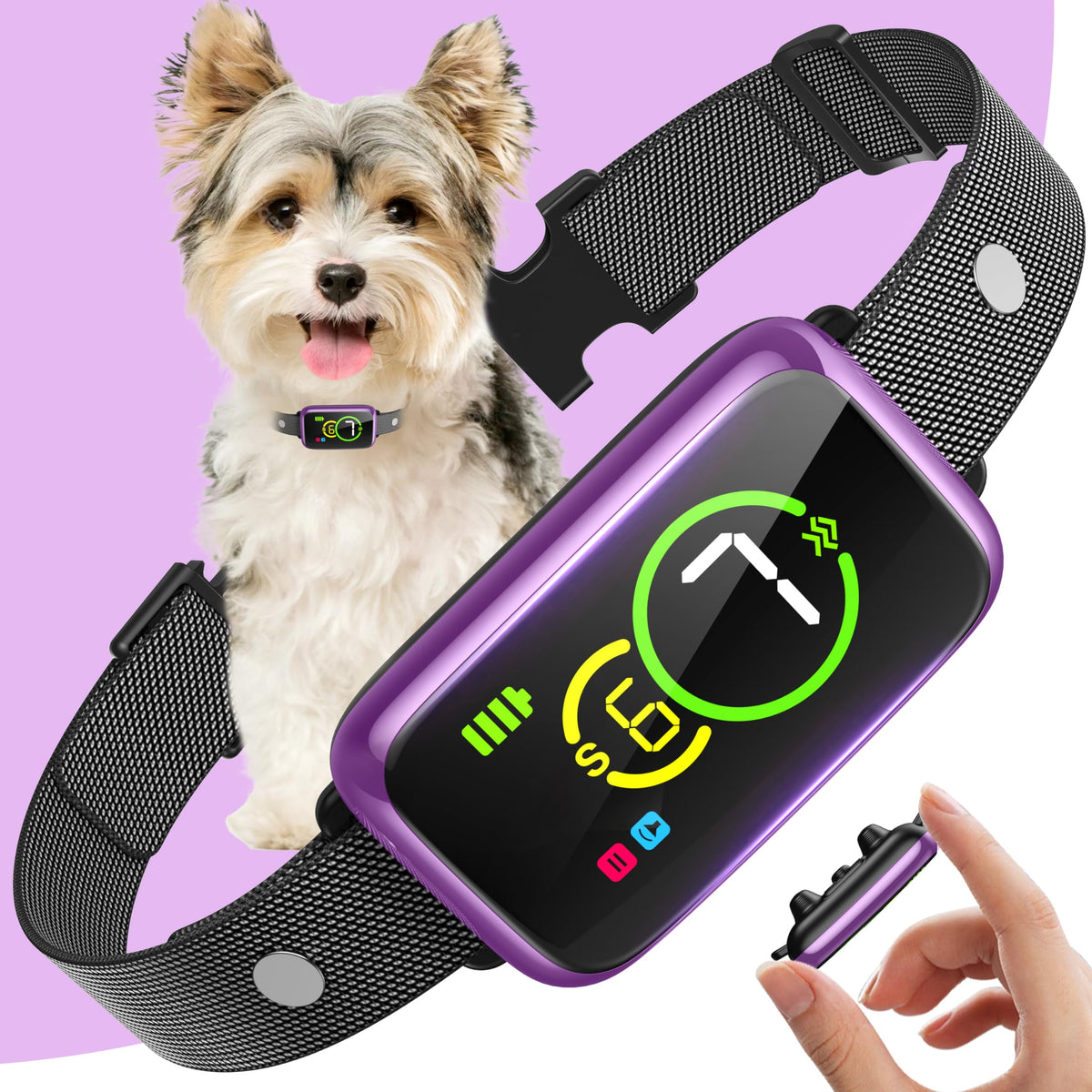 NQQHNN Smart Dog Bark Collar charging indicator shows quick recharge and ready-to-use performance.