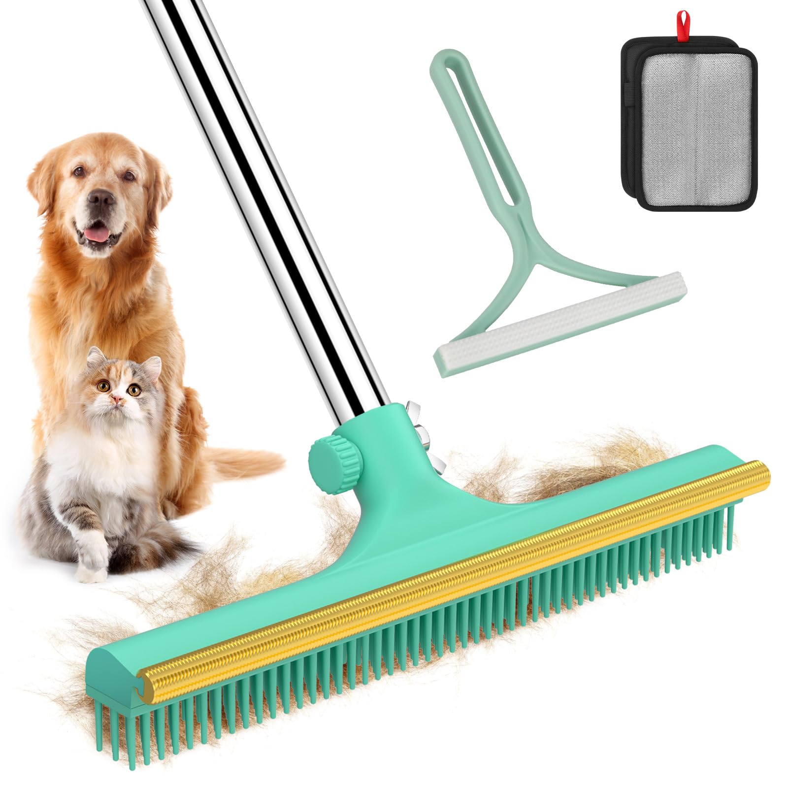 Nrefpun carpet rake 60-inch handle for easy pet hair removal on large areas