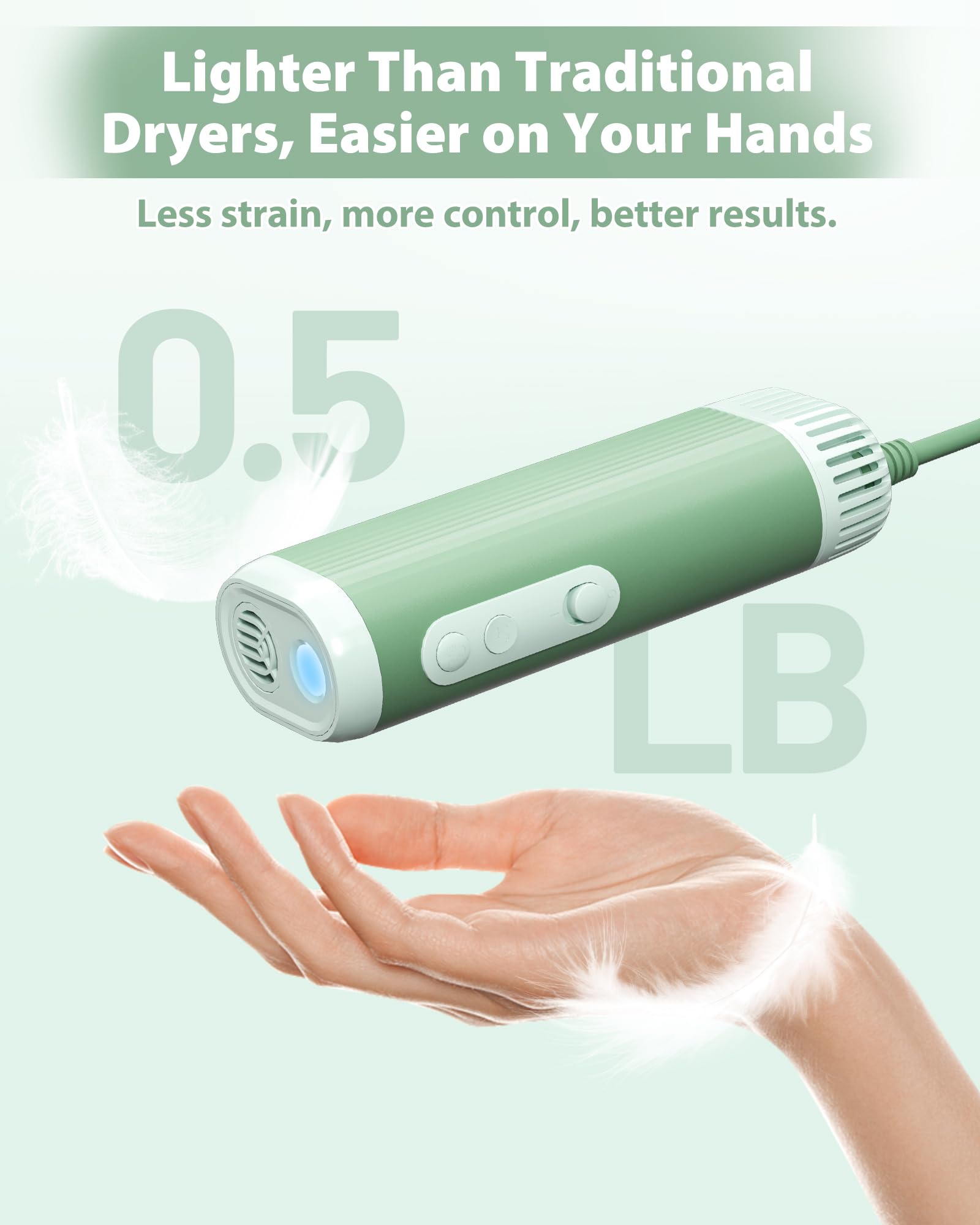 NRYDEPET five temperature levels and three airflow settings provide versatile control.