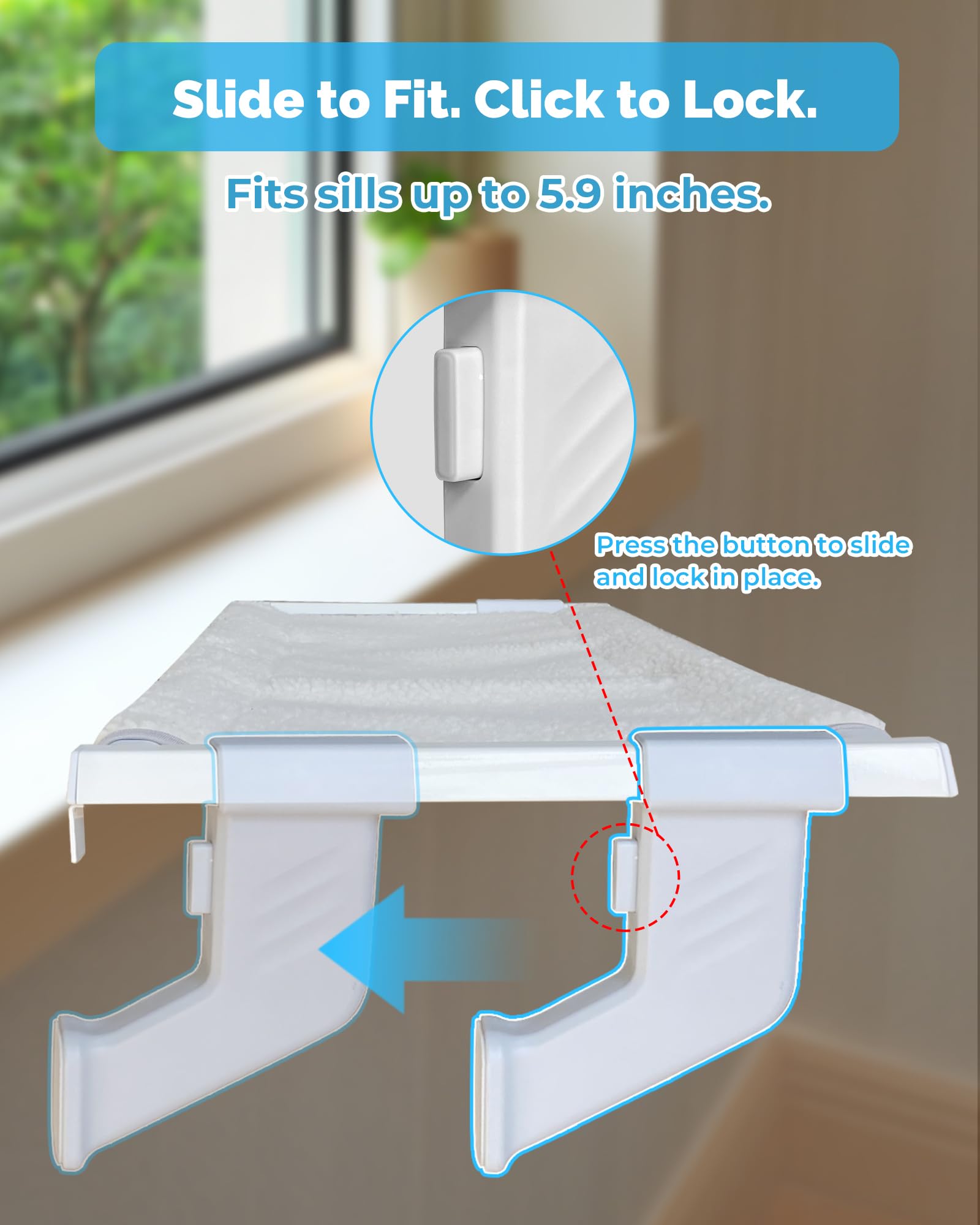 NRYDEPET Heavy-Duty Window Sill Perch full-frame displays durable support for multi-cat households.