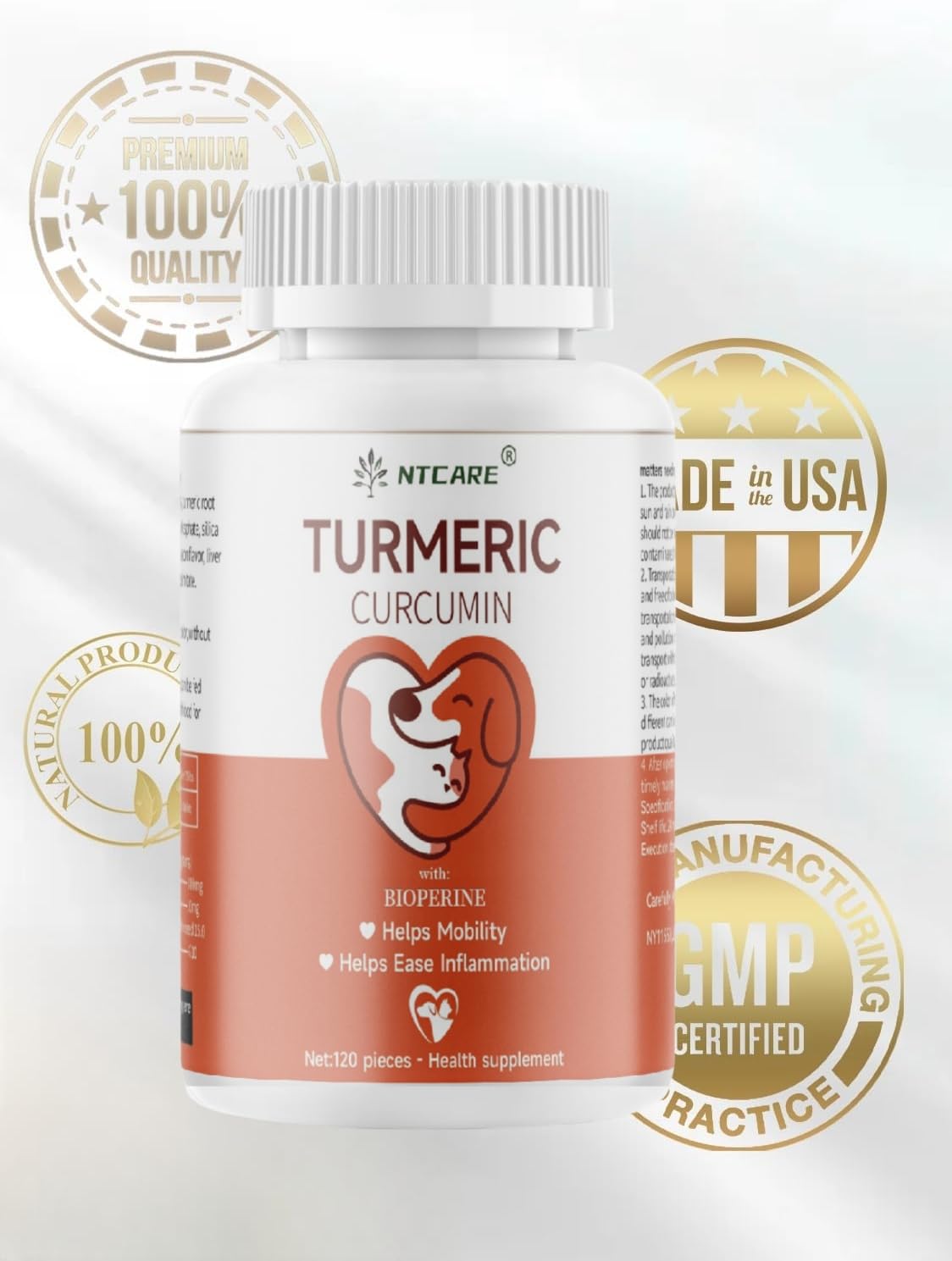NTCARE turmeric dog chews bacon-liver flavor keep dogs happy during administration