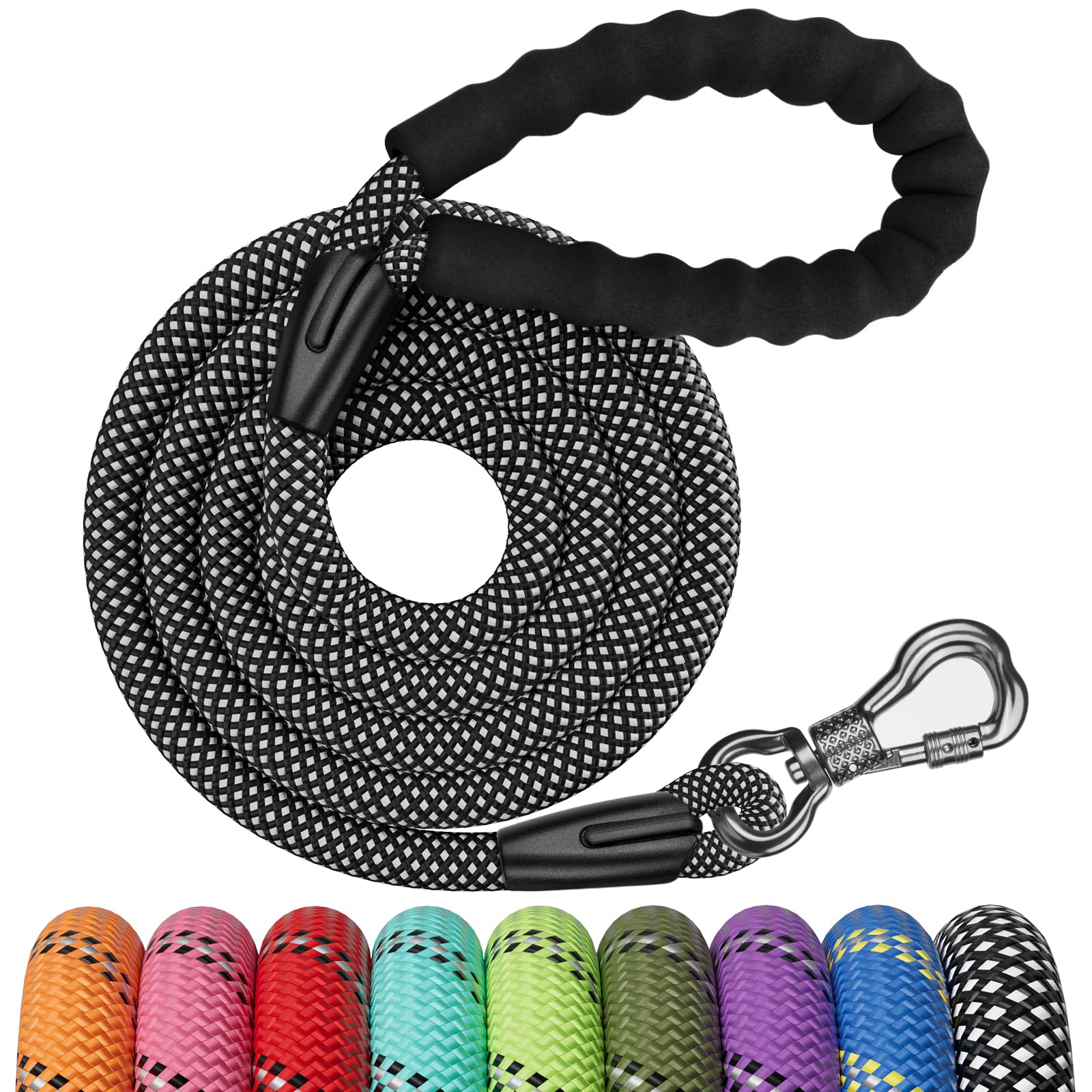 NTR heavy duty dog leash with lockable hook secures attachment for safe walks.