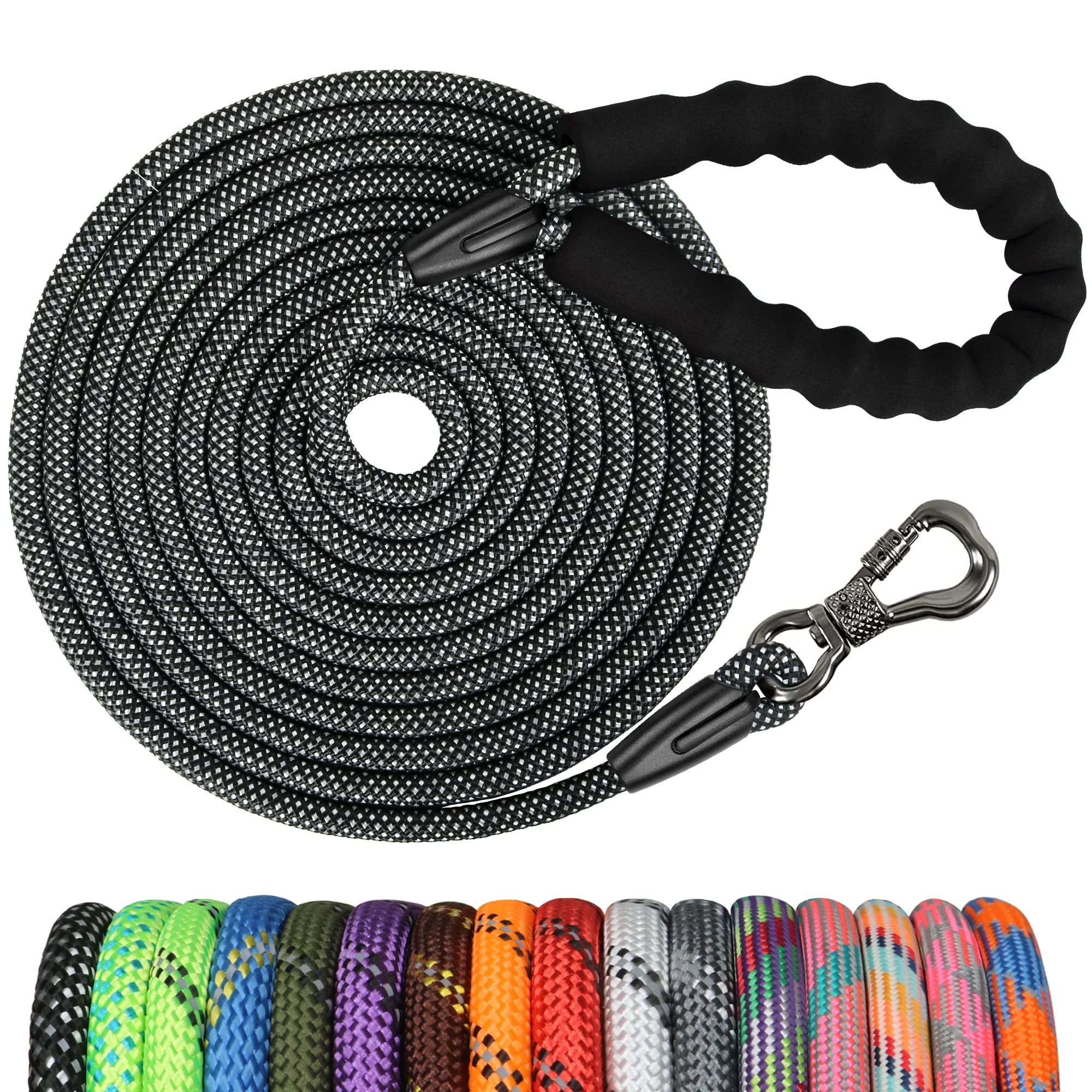 NTR long dog leash 20ft lockable bone hook secures attachment during safe walks.