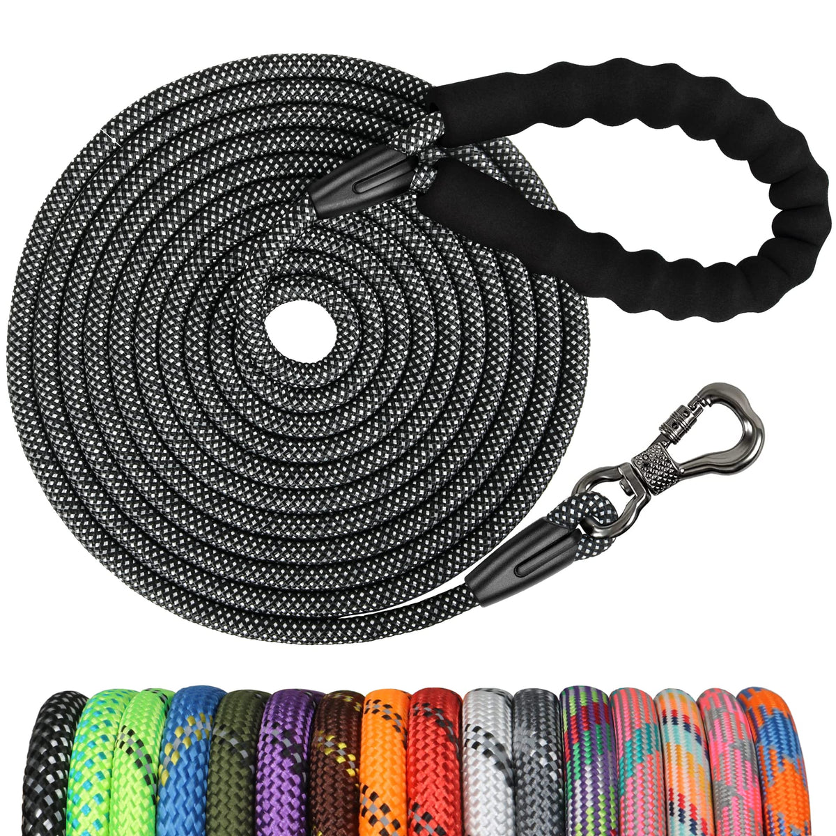 NTR long dog leash 20ft lockable bone hook secures attachment during safe walks.