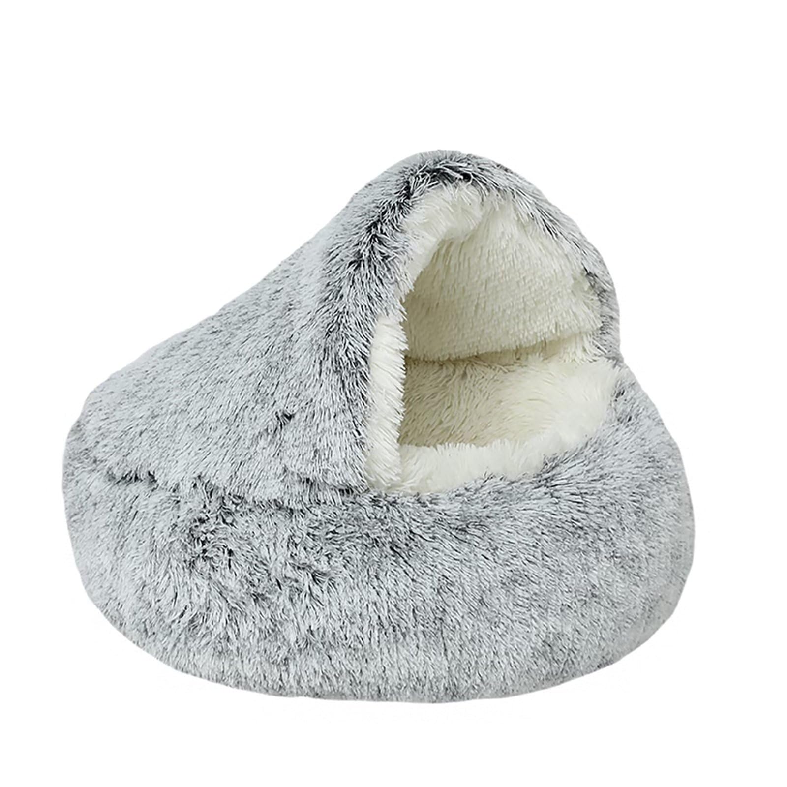 NTUQCAW dog cave bed, 20-inch diameter base, ideal for small pets.