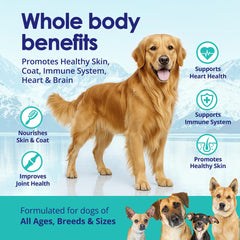 NuLife Liquid Fish Oil dogs-feeding-easy pump-ready bottle facilitates mess-free daily use.