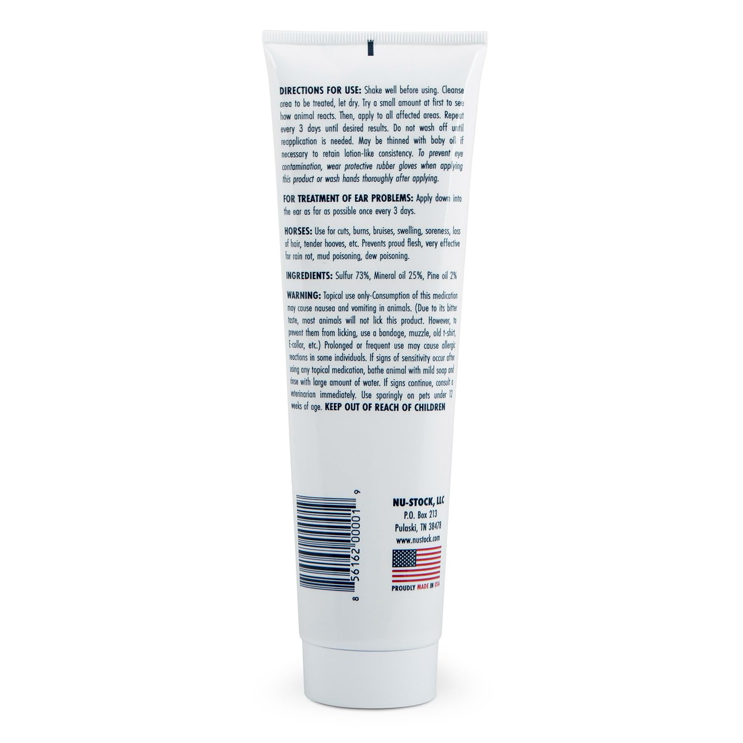 Nu-Stock Wound Cream applied to a horse for versatile topical care.