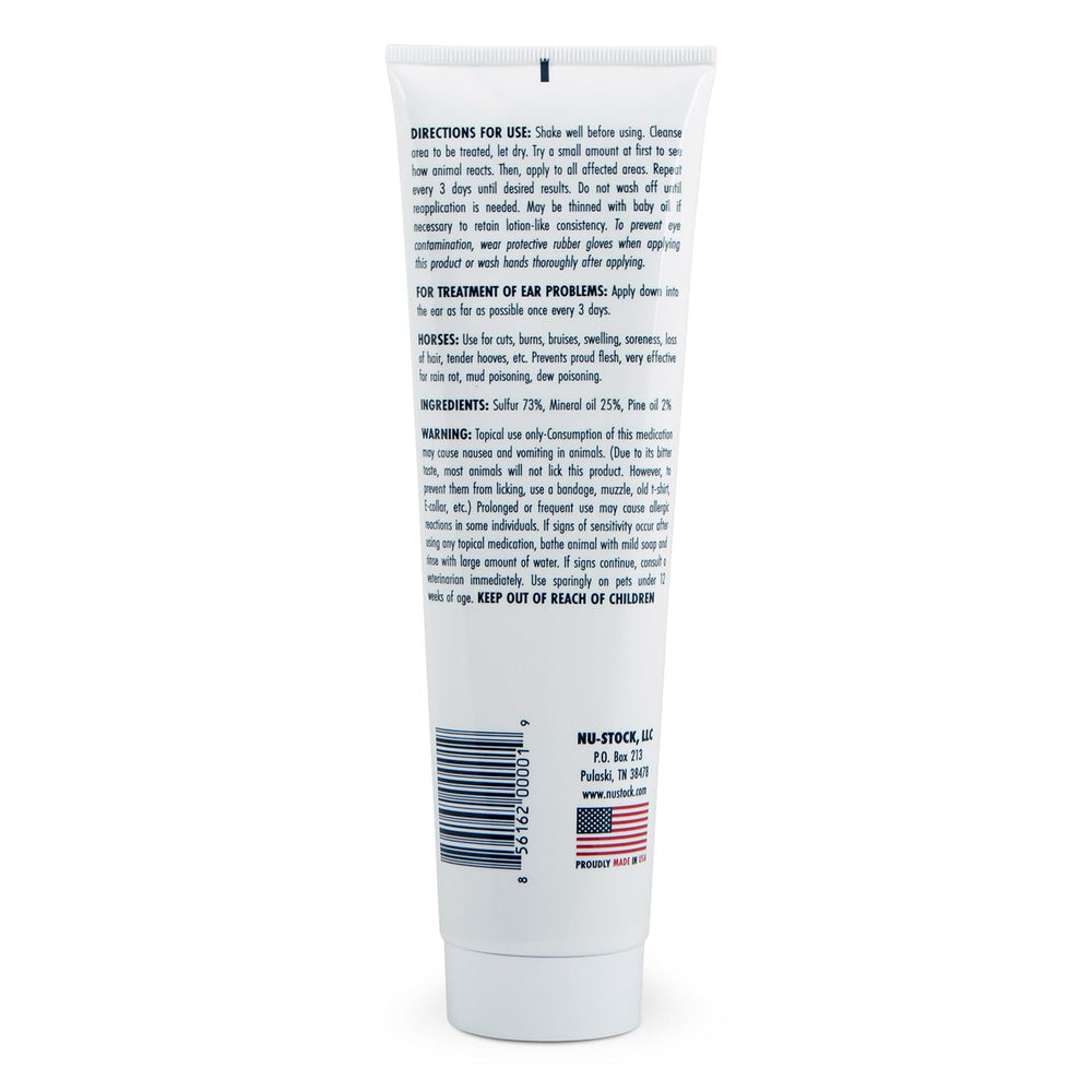 Nu-Stock Wound Cream applied to a horse for versatile topical care.