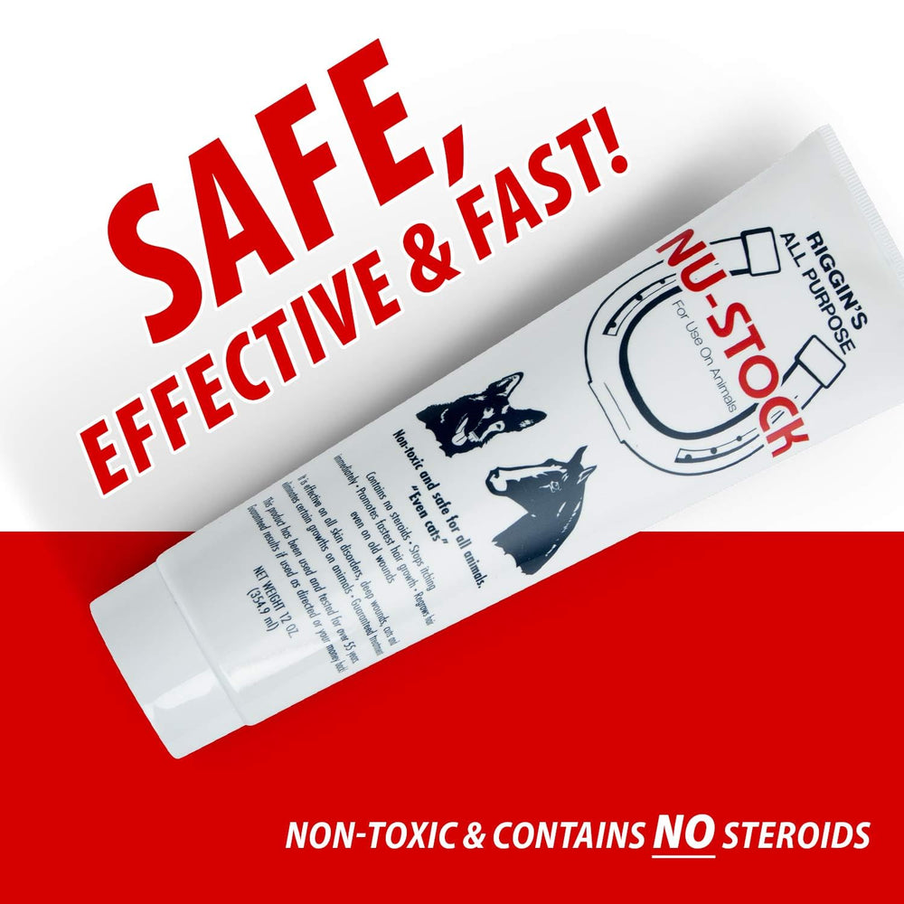 Nu-Stock Wound Cream applied to a dog's paw for quick comfort.
