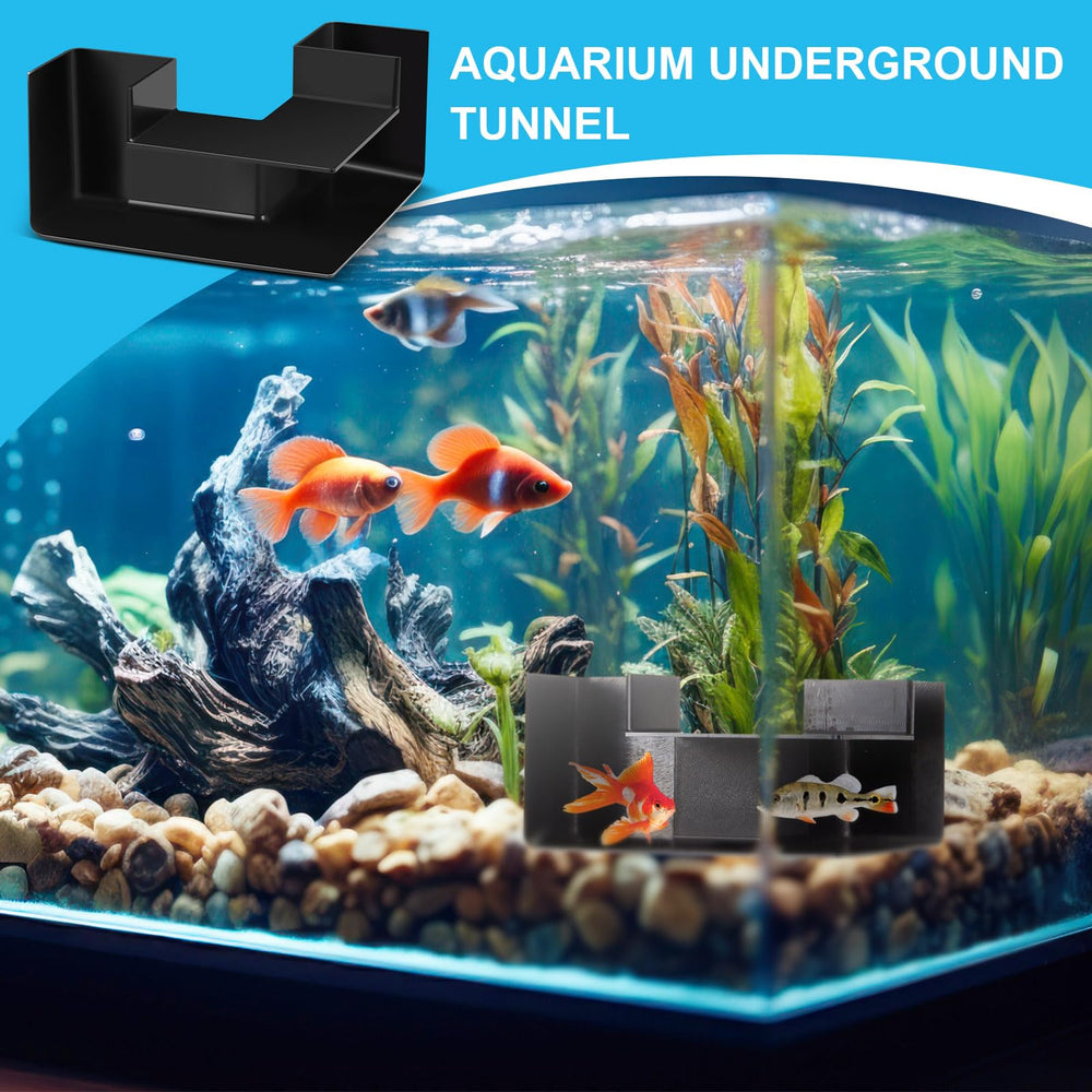 Nuanchu black plastic tunnel close-up highlights durable, safe aquarium decor.