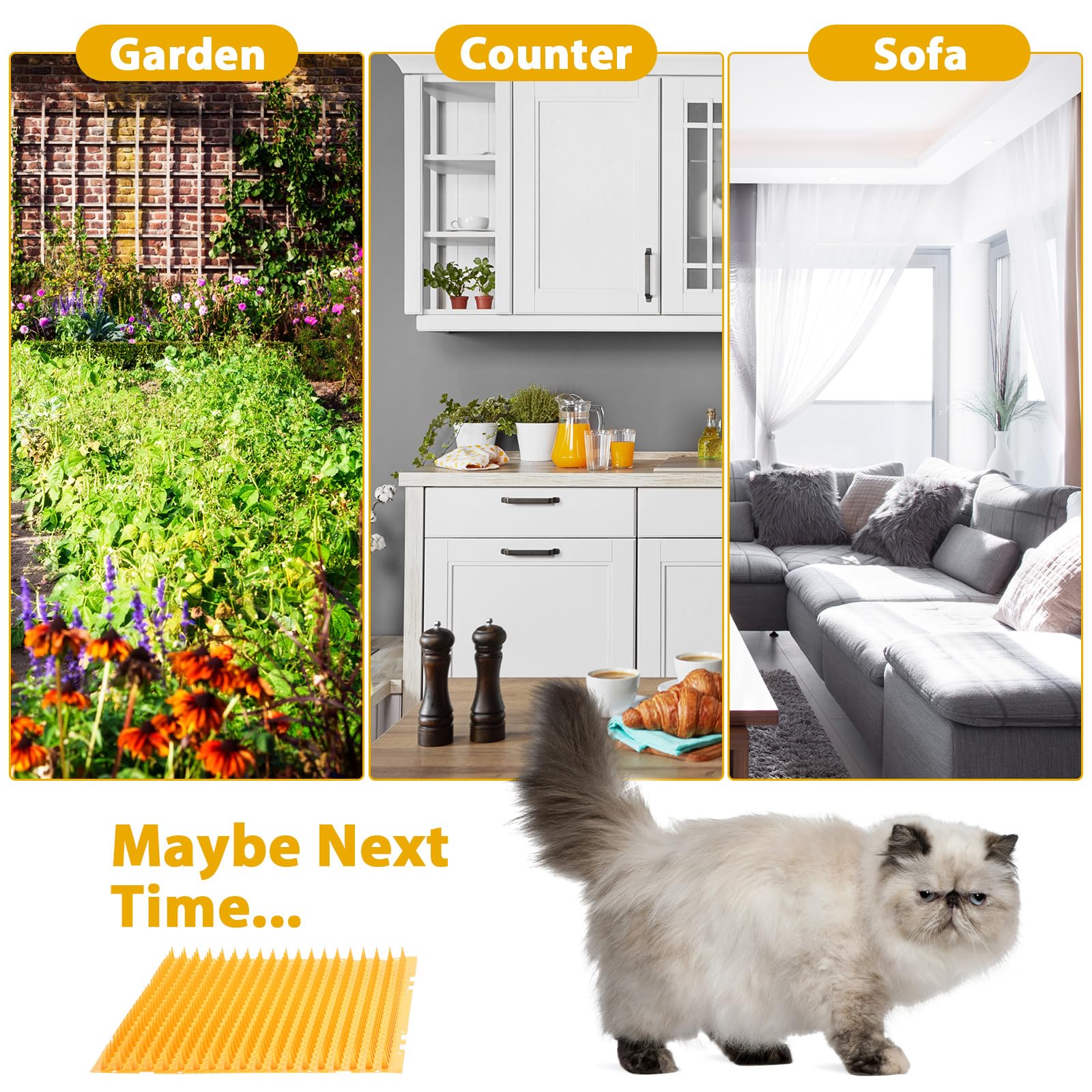 Close-up of Nuanchu cat mat spikes showing deterrent design.