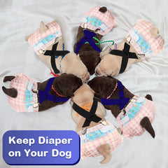 Nuanchu dog diaper suspenders with metal buckle ensure firm, adjustable fit