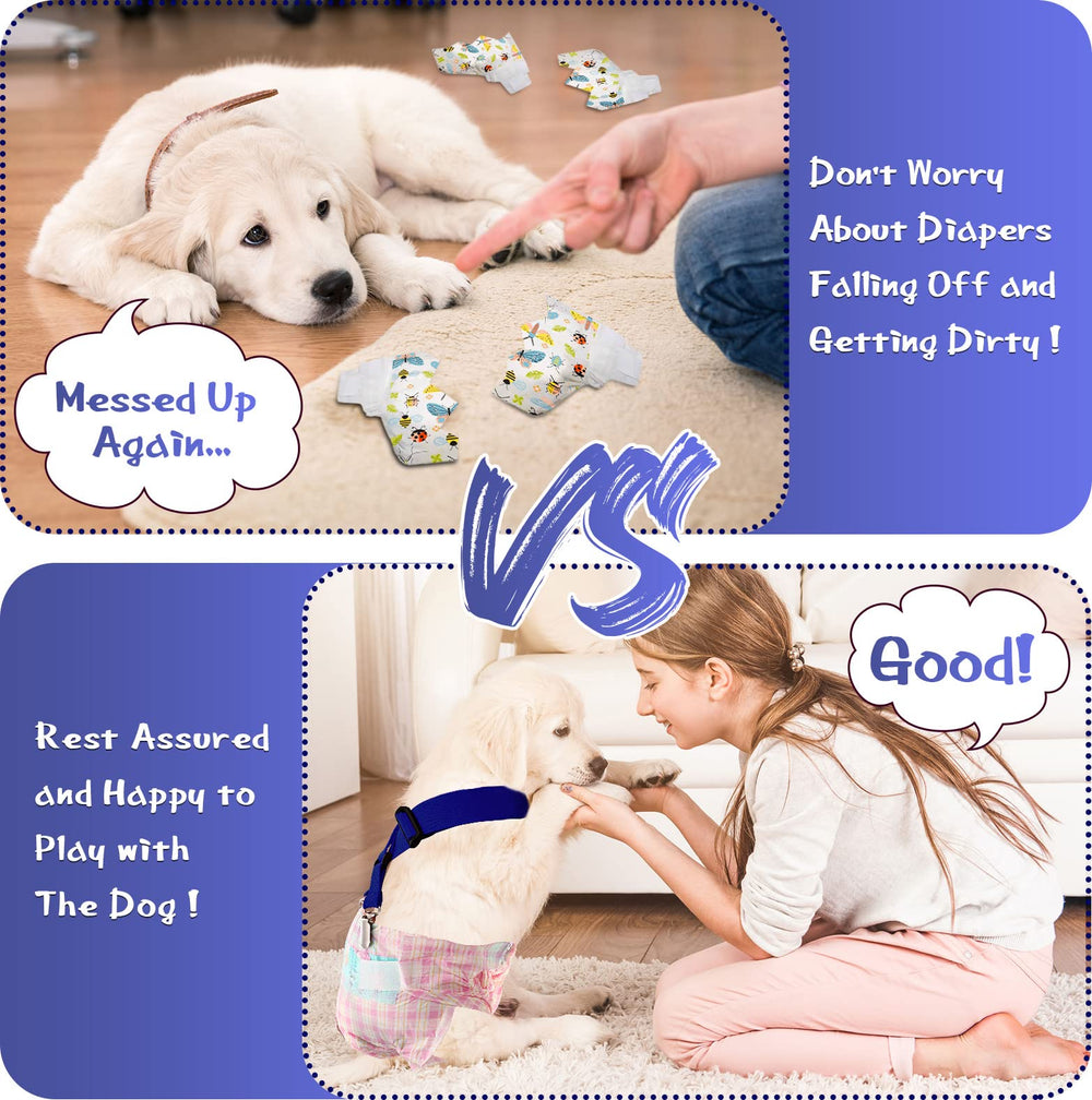 Nuanchu adjustable suspenders provide comfortable diaper support for dogs