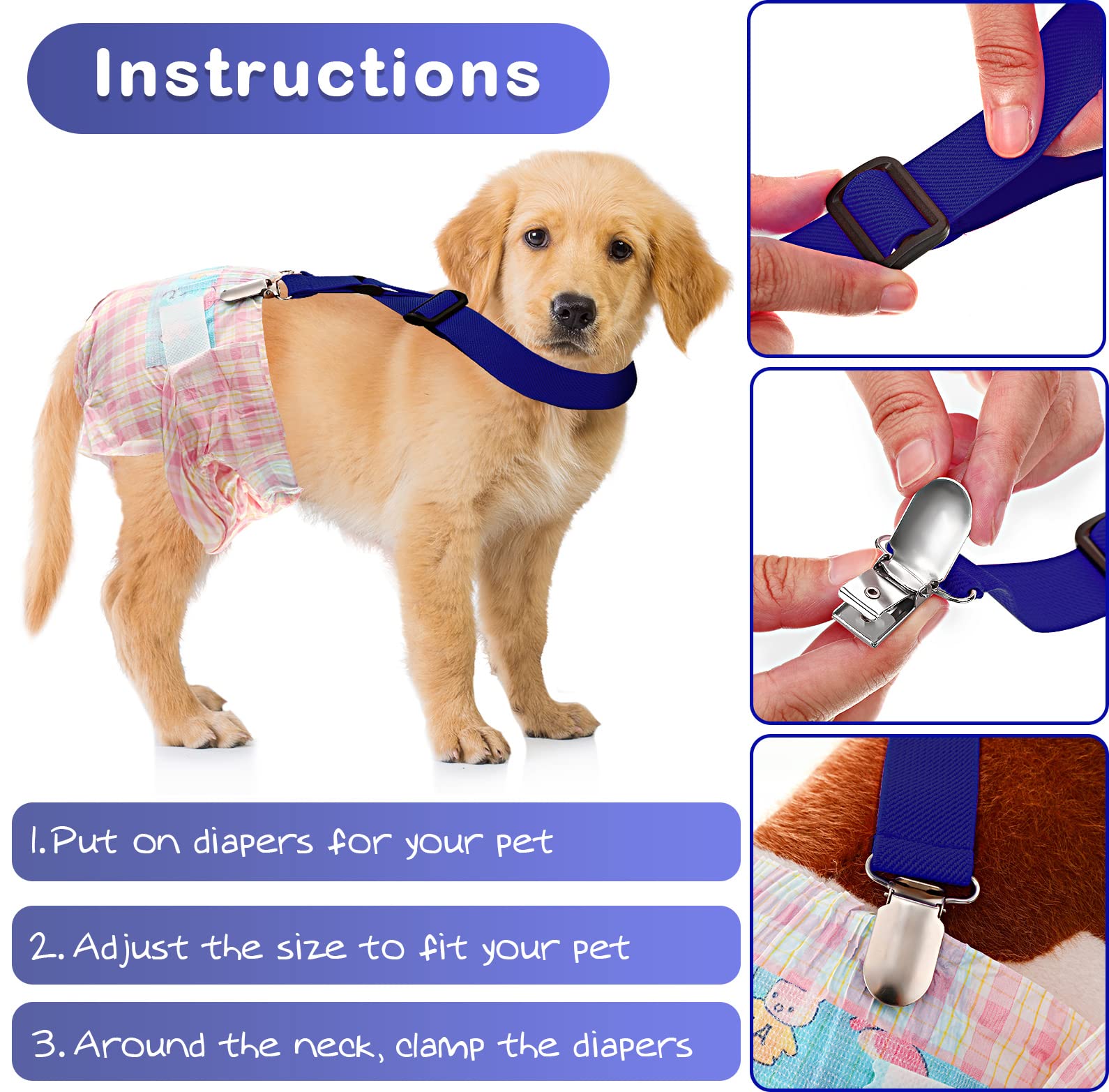 Nuanchu suspender-on-diaper keeps diapers in place for active dogs