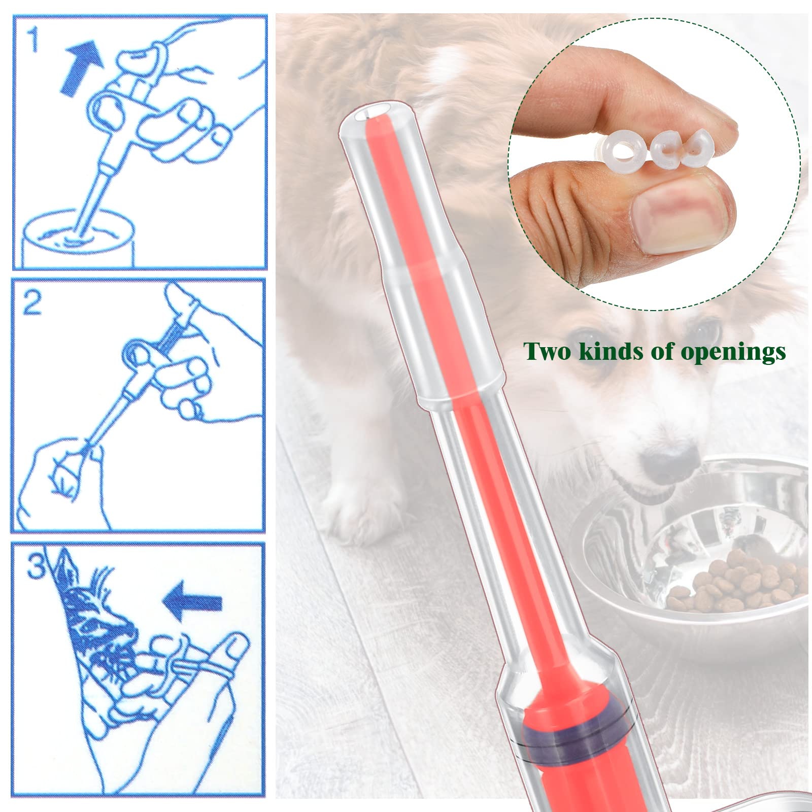 Nuanchu pet pill plunger in-use on small pet demonstrates gentle administration.