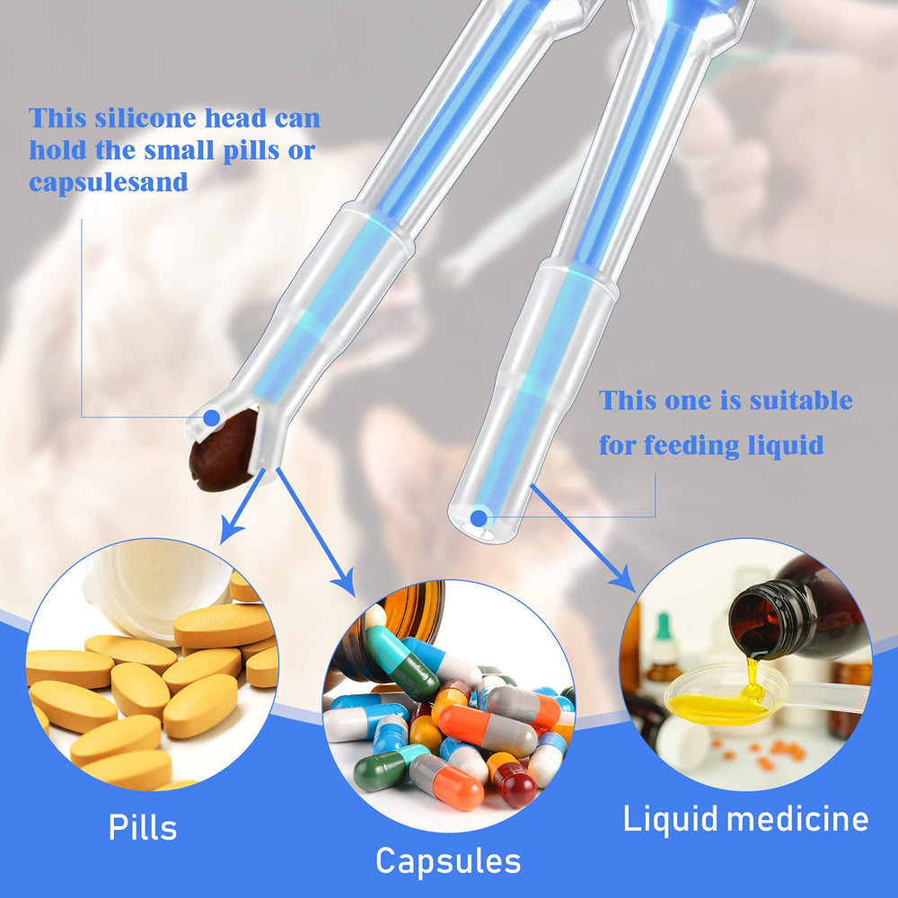 Nuanchu pet pill plunger in use illustrating safe front-throat delivery