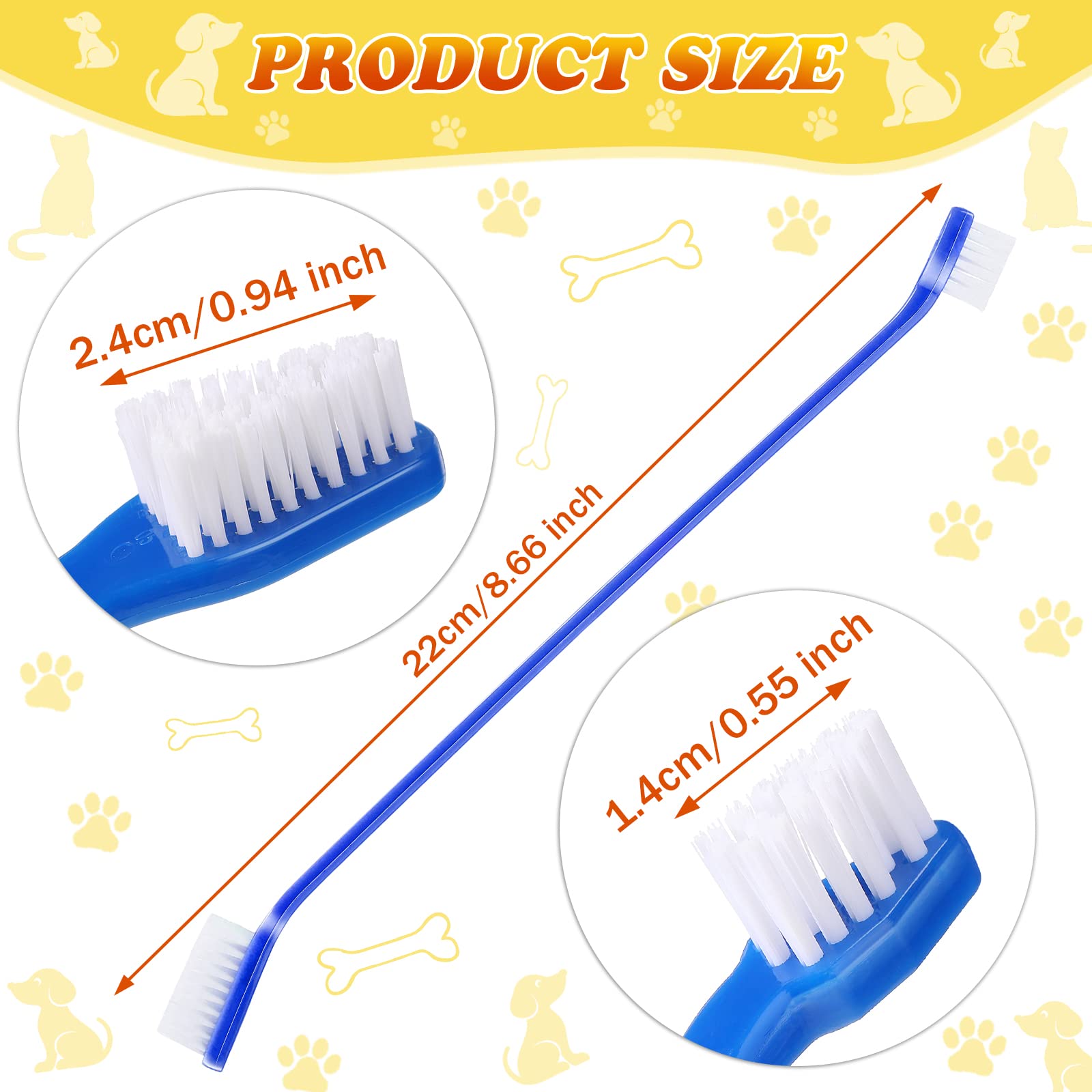 Nuenen dual-head curved-design dog toothbrush large and small heads improve targeted cleaning