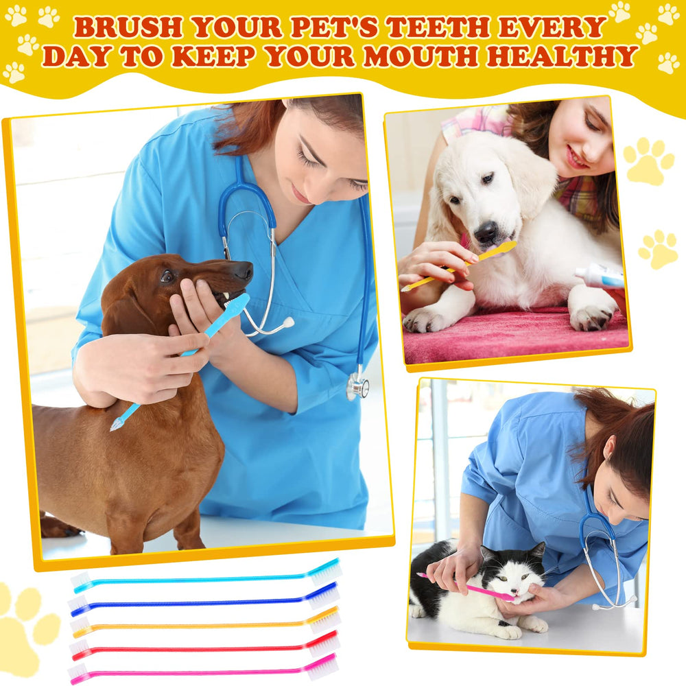 Nuenen long-handle dog toothbrush reaches deep into mouths for easier brushing