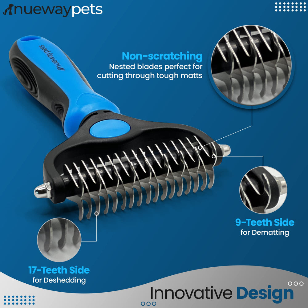 NuewayPets FureverBrush undercoat deshedding action reduces loose hair and mats.