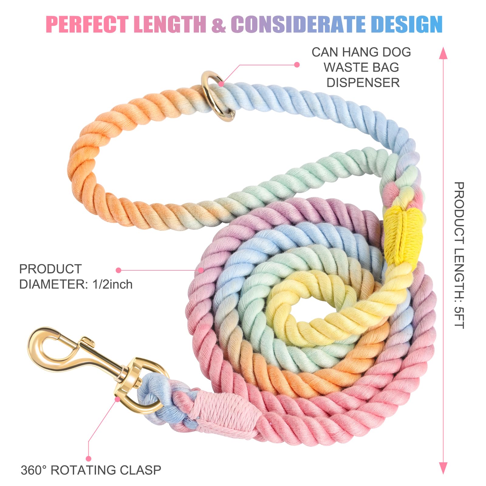 NUGUTIC dog leash Unicorn color highlighting playful look for photos