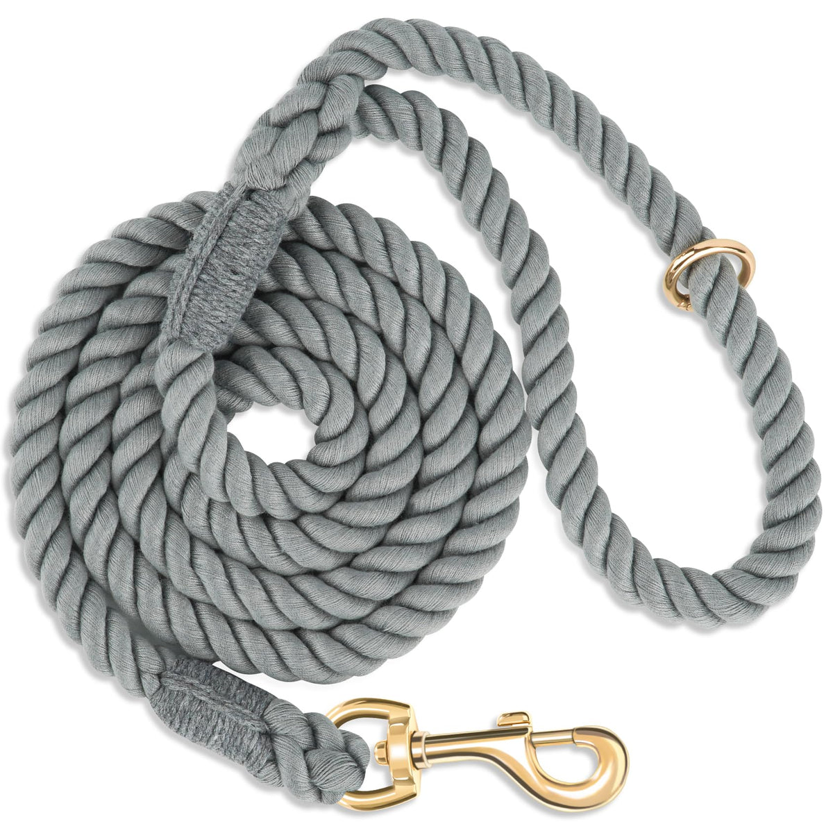 NUGUTIC dog leash 6ft braided cotton in grey offers durable daily use