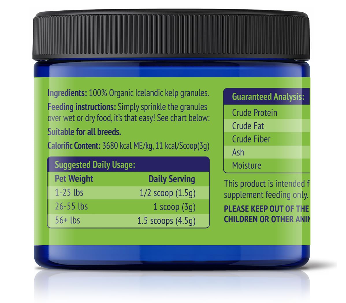 NuLife Dog Teeth Powder bottle with scoop ready for daily use.