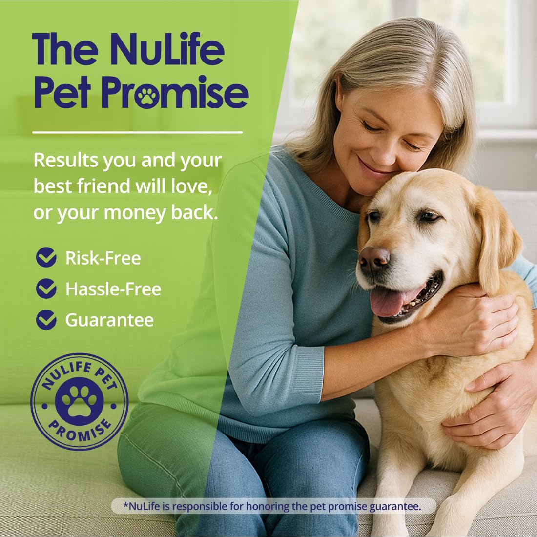 NuLife dogs mobility walk image highlights improved movement after supplementation.