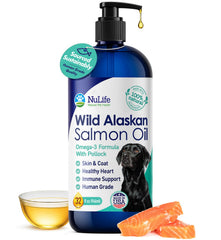 NuLife Pure Wild Alaskan Salmon Oil bottle with pump for easy daily dosing.