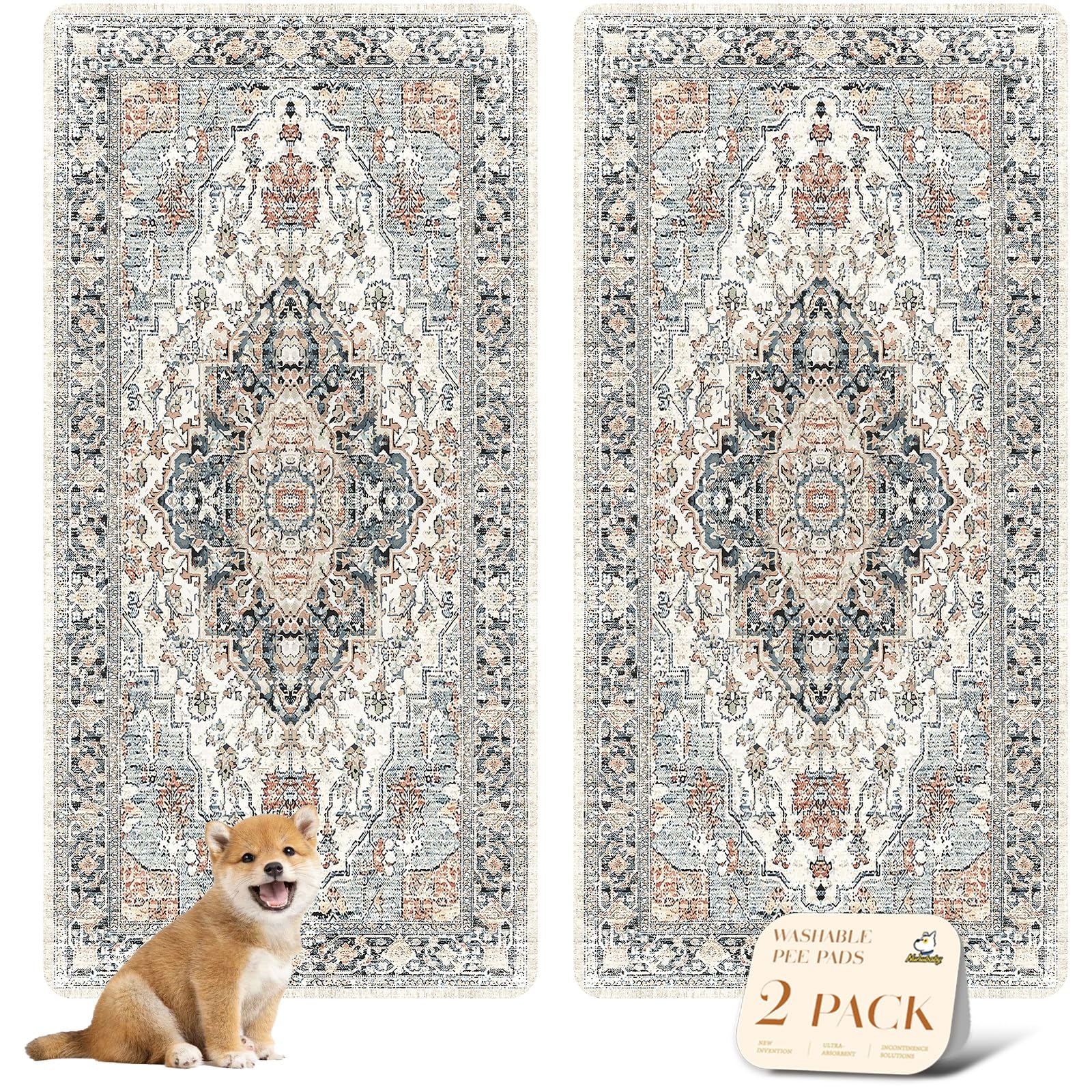 Nunubaby Washable Pee Pad Beige safeguards floors in style, providing reusable pet protection for indoor spaces.