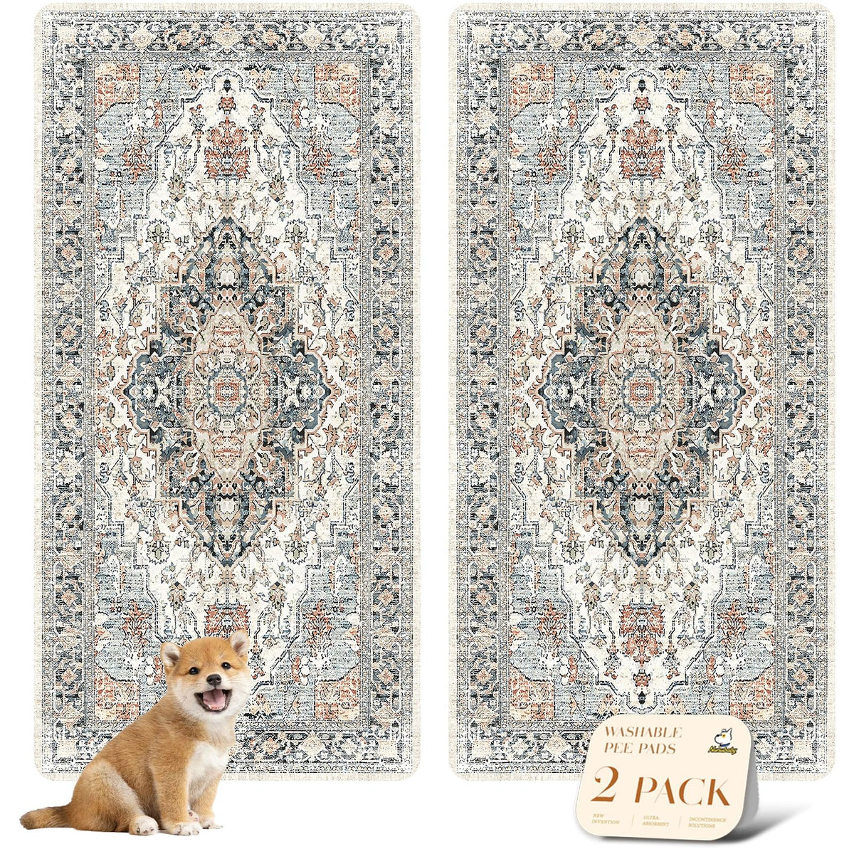 Nunubaby Washable Pee Pad Beige safeguards floors in style, providing reusable pet protection for indoor spaces.