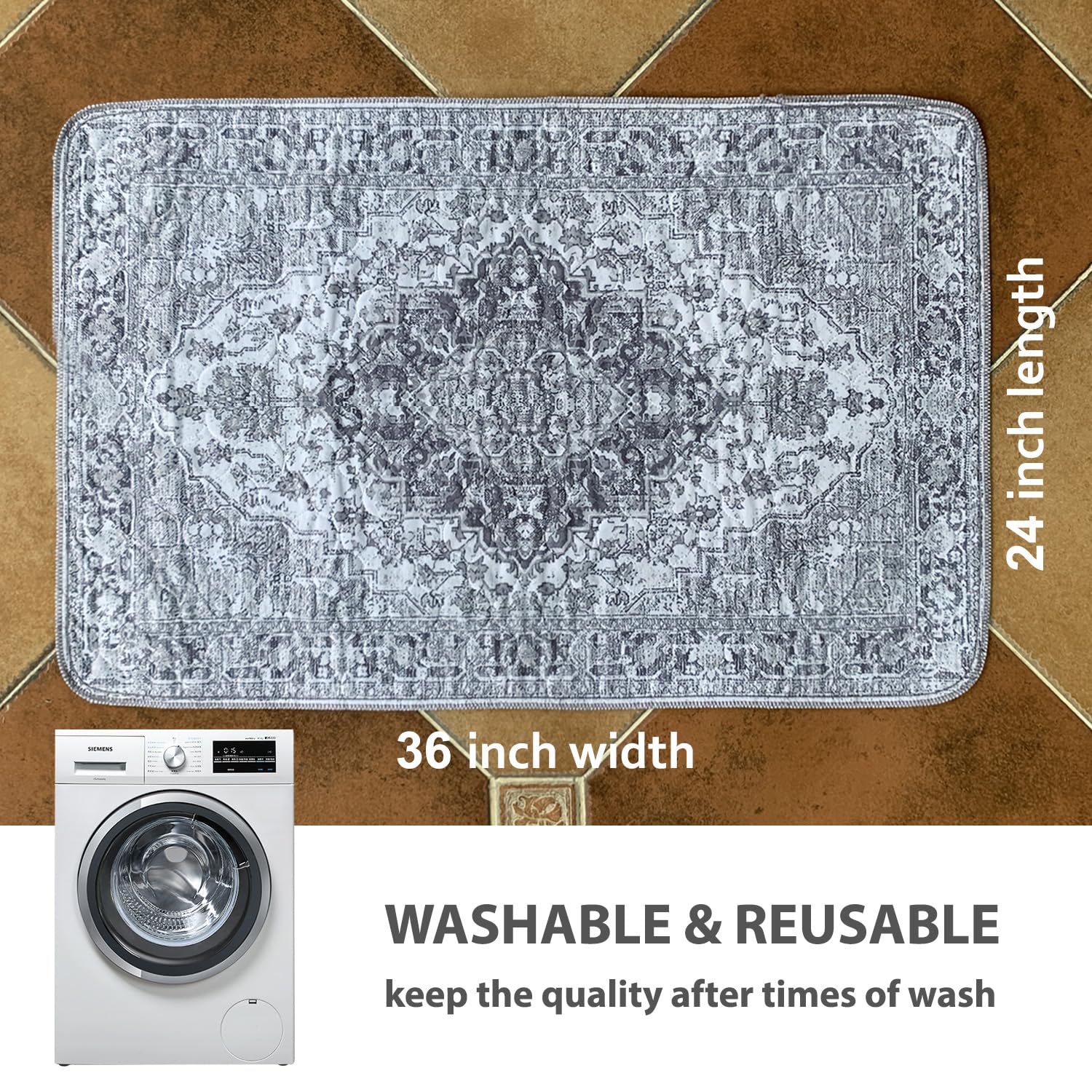 nunubaby washable pee pad gray-geo in crate provides comfy, protected crate space.
