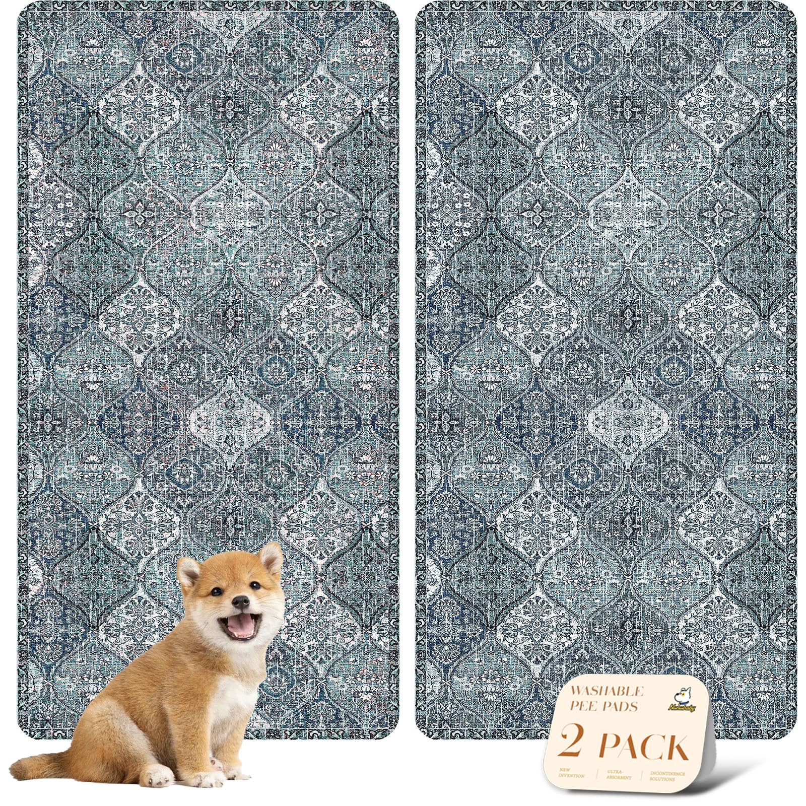 nunubaby washable pee pad non-slip backing keeps crate secure and floors clean.