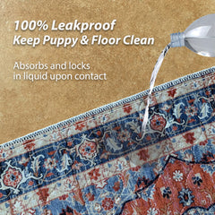 Nunubaby red floral pee pad used as crate mat offering a cozy non-slip surface