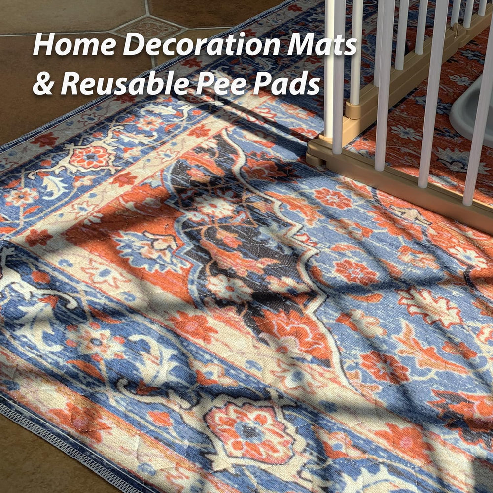 Nunubaby washable pee pad red floral folded for compact storage and reuse