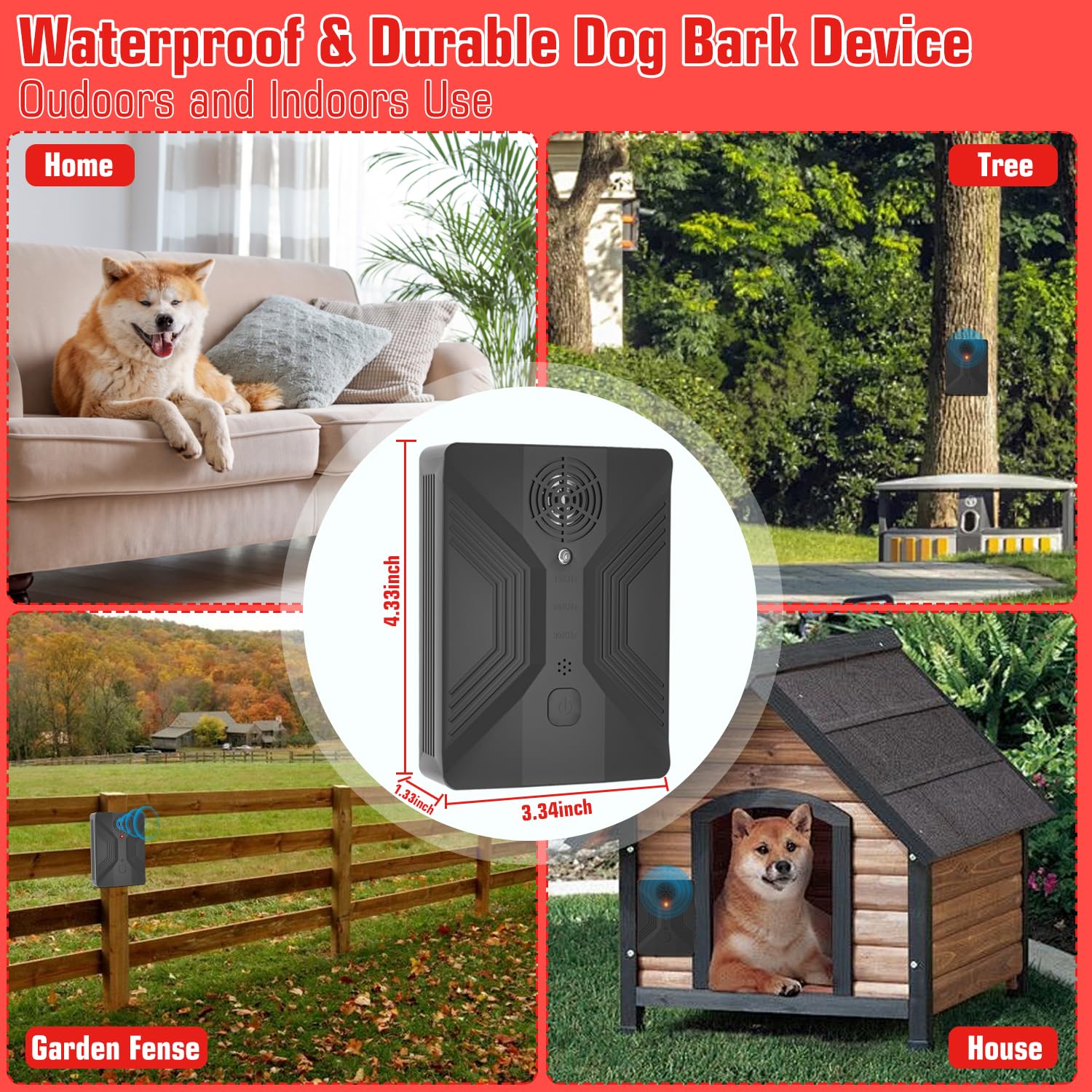 Nupec kennelside deterrent positioned near a dog resting area.