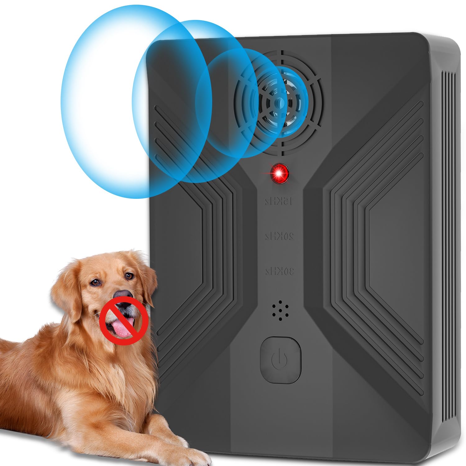 Nupec Ultrasonic Bark Deterrent placed outdoors to reduce barking within 50ft.