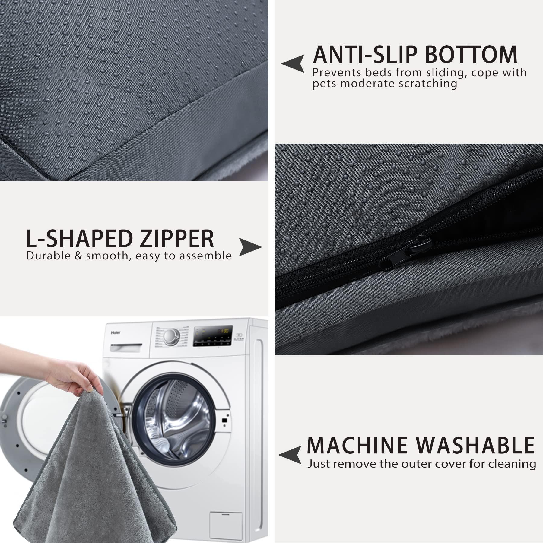 NUPIDA velvet surface provides soft, calming touch for crate relaxation