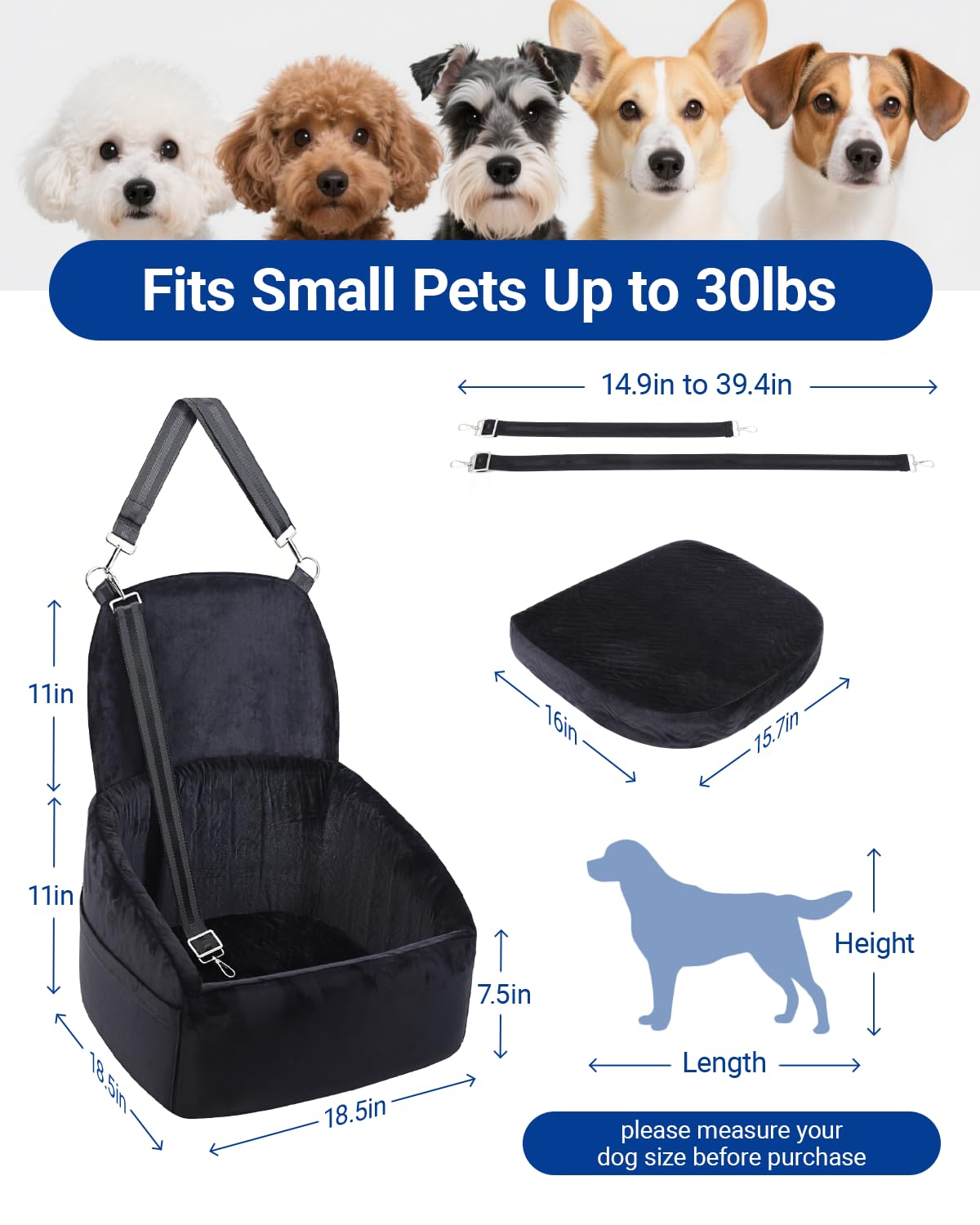 NUPIDA dog car seat universal fit for most sedans and SUVs