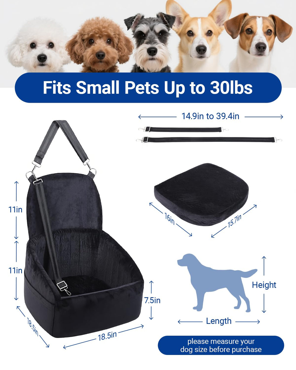 NUPIDA dog car seat universal fit for most sedans and SUVs